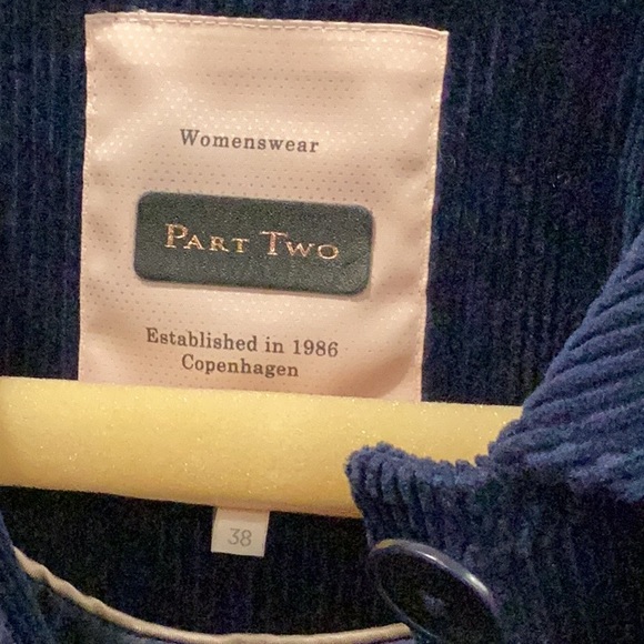 Royal Blue Corduroy 3/4 Car Coat by Part Two - Picture 3 of 8